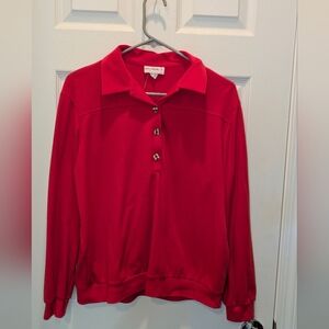 Red long sleeve Vintage top by Vicky Wayne Size L